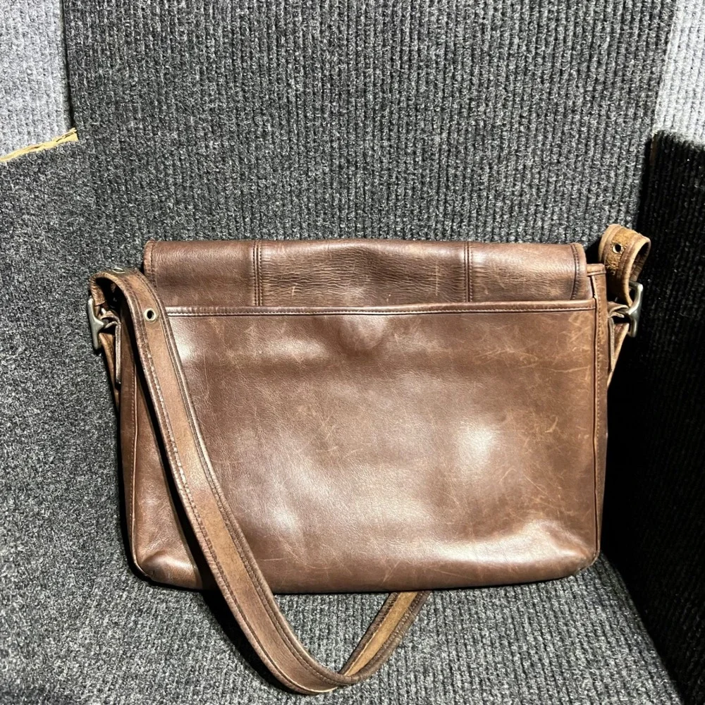 Vintage Coach Messenger Bag Unisex Large Brown Leather Satchel USA Made 9065
